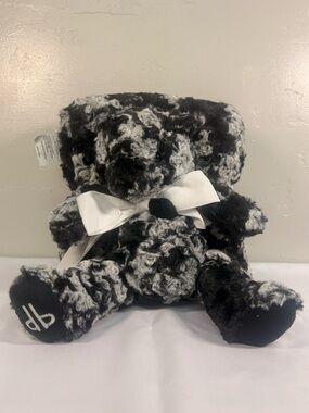 Dennis Basso Home 55 x 65 Marbled Chinchilla Faux Fur Throw and Teddy Bear NWT